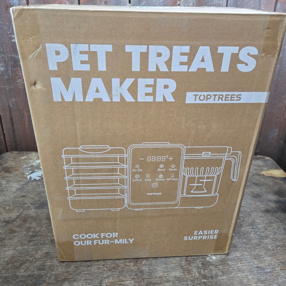 Toptrees Pet Treats Maker All-in-One Food Processor Steamer Dehydrator White